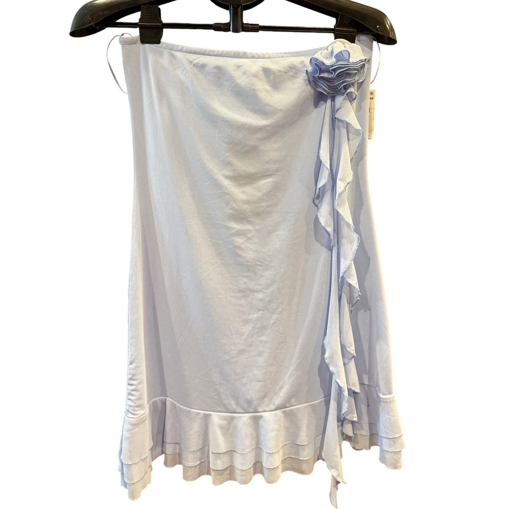 19 Cooper Womens Light Blue Mesh Rosette Ruffle Mini Dressize M NWT